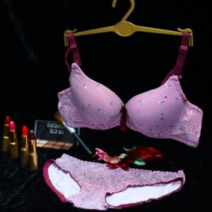 printed cotton padded bra panty set