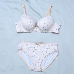 printed cotton padded bra panty set