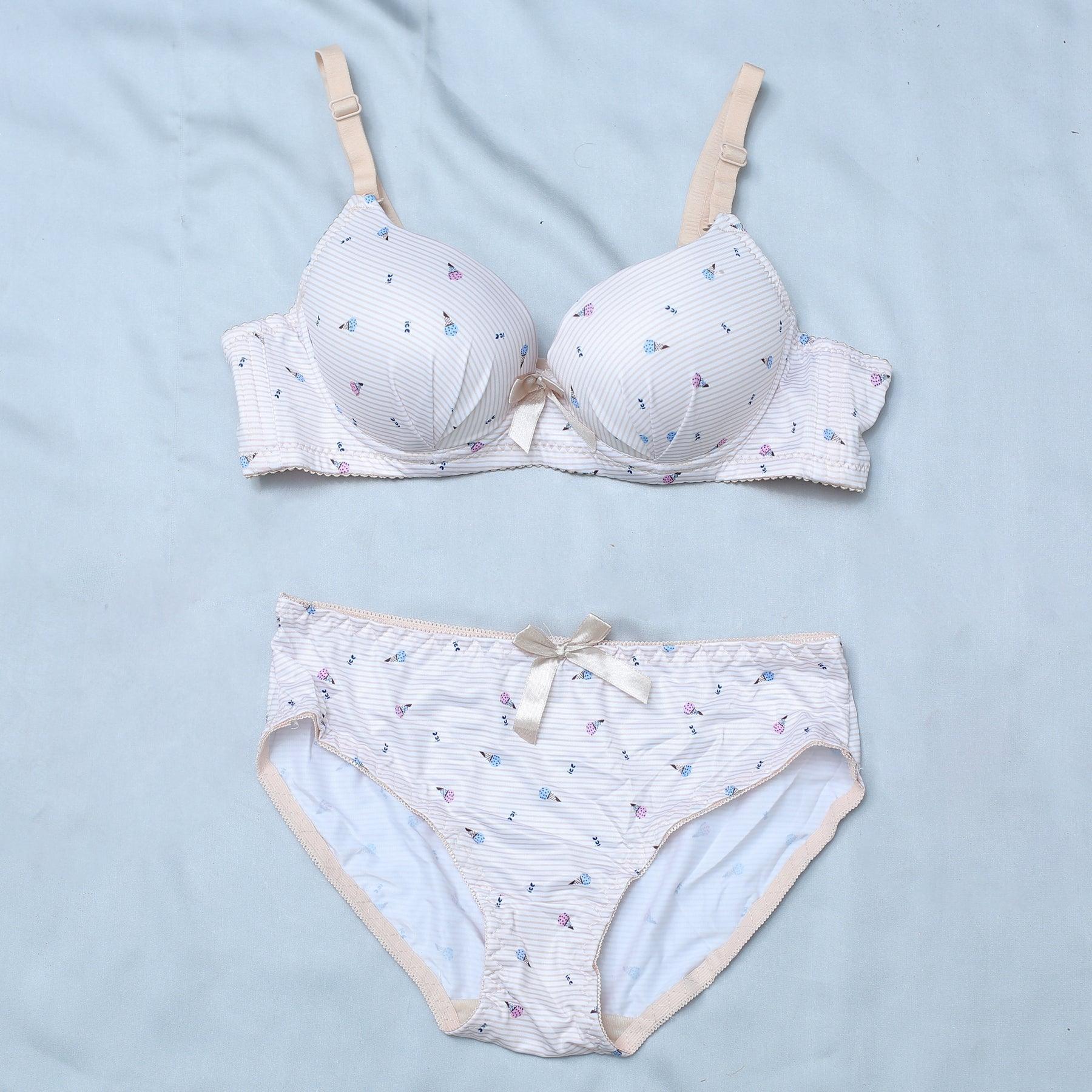 printed cotton padded bra panty set printed cotton padded bra panty set