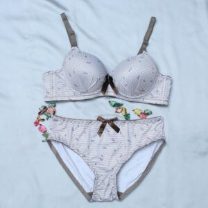 printed cotton padded bra panty set