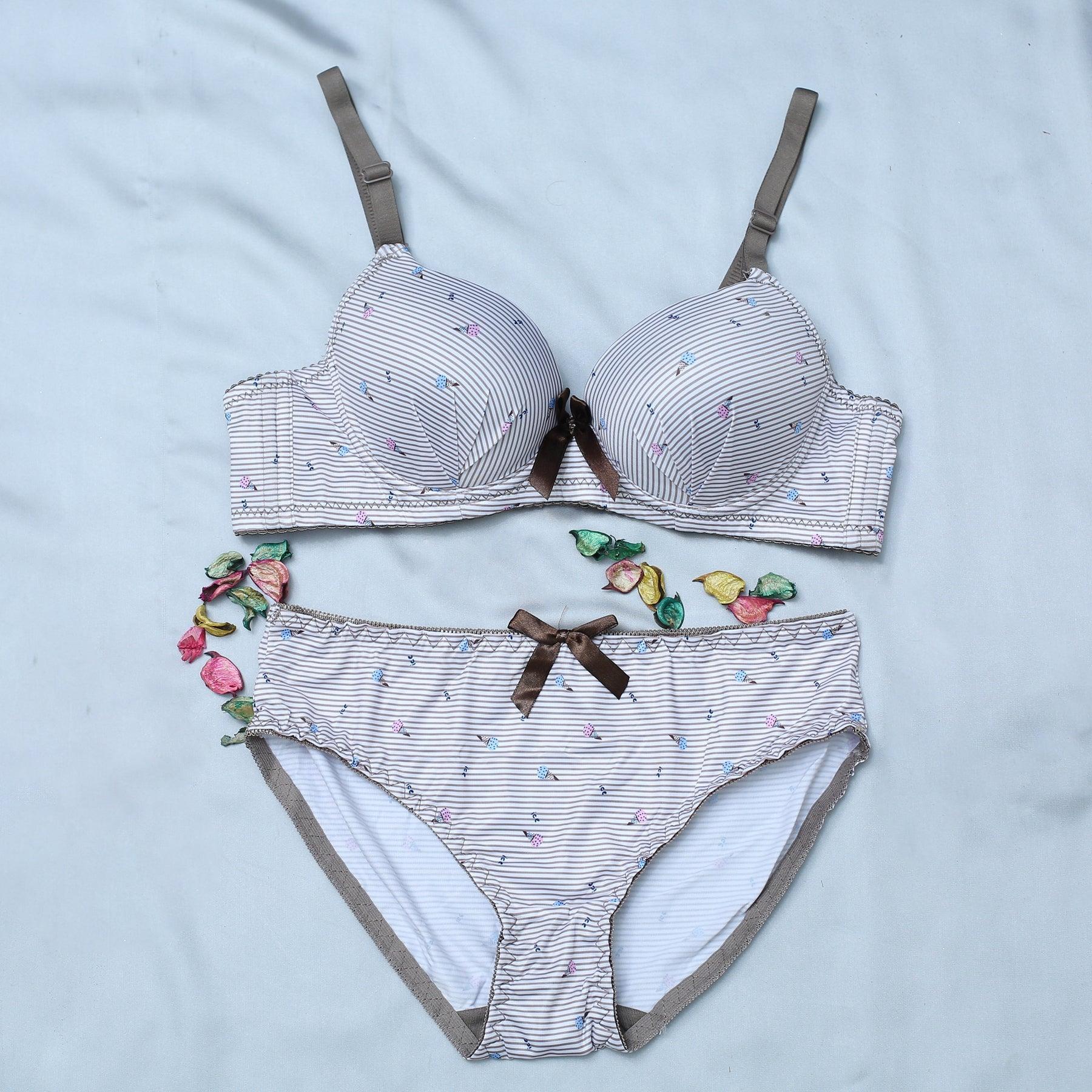 printed cotton padded bra panty set printed cotton padded bra panty set