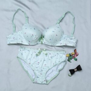 printed cotton padded bra panty set