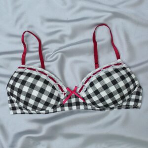 checkered printed teenage bra with adjustable straps