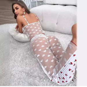 charming heart print pajama set – where comfort meets cuteness